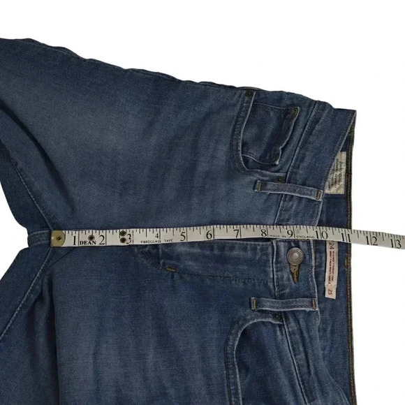 Levi's Premium Jeans 724 High Rise Slim  Straight Crop Jean Blue Raw Hem Size 25 - Picture 14 of 16